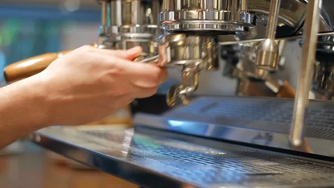 Professional coffee machine making espresso in Medellin Colombia Stockbeeldmateriaal 101654492