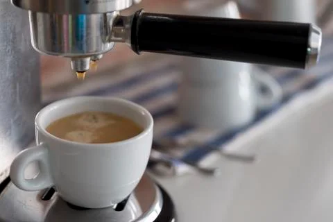 Professional coffee machine making espresso at home Stock Photos