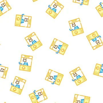 Professional coffee machine vector seamless pattern Illustrazione stock