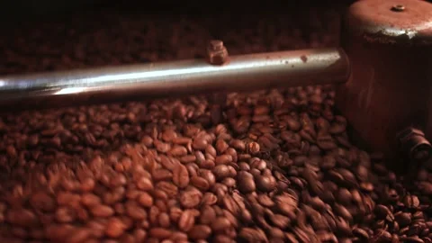 Professional coffee roaster machine during work. Stock Footage 147103081