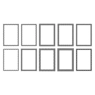 Professional collection of Greek frame borders featuring decorative meander.. Stock Illustration