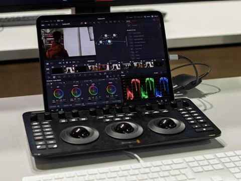 Professional Color Grading Console for Video Editing Stock Photos