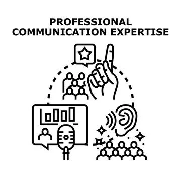 Professional communication expertise concept with public speaking Illustration