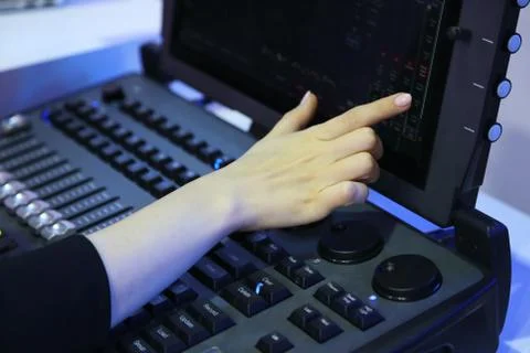 Professional compact stage lighting console Stock Photos
