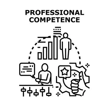 Professional competence icon representing skill development and expertise Stock Illustration