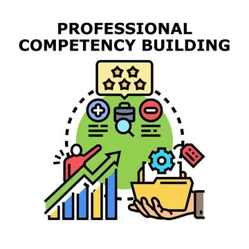 Professional competency building developing business skills concept Stock Illustration