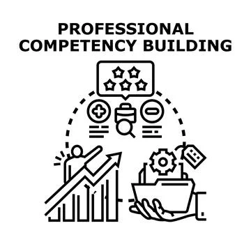Professional competency building developing business skills concept Ilustración de archivo