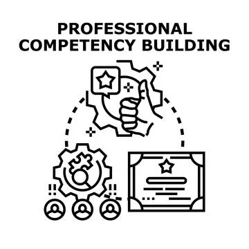 Professional competency building skill development and improvement Illustrazione stock