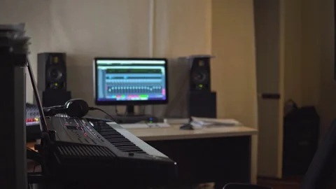 A professional composer will begin to work in the Studio Stock Footage 72287990