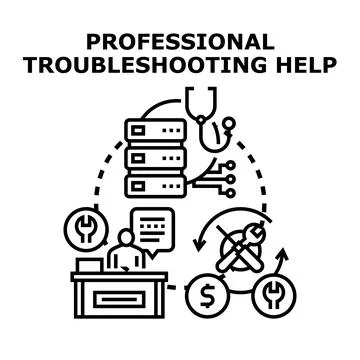 Professional computer troubleshooting and technical support service Stock Illustration