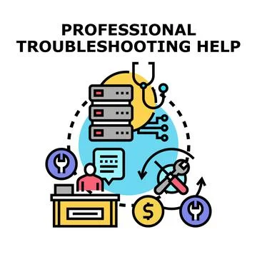 Professional computer troubleshooting and technical support service 库存插图