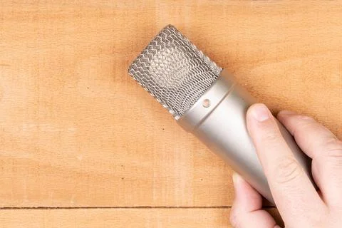 A professional condenser studio microphone with copy space Stock Photos