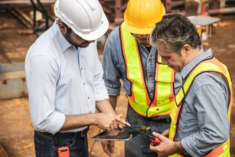 Professional construction Indian engineer teamwork, Builder meeting togethe.. Stock Photos