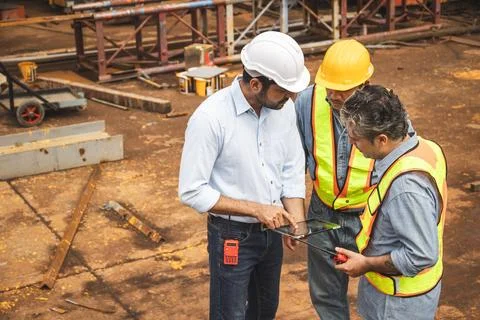 Professional construction Indian engineer teamwork, Builder meeting togethe.. Stock Photos