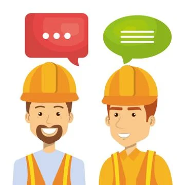 Professional construction people characters talking イラスト素材