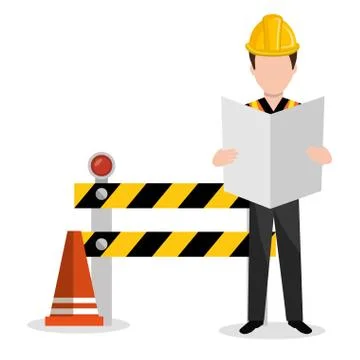 Professional construction on site Stock Illustration