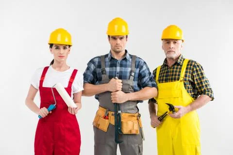 Professional construction workers Stock Photos