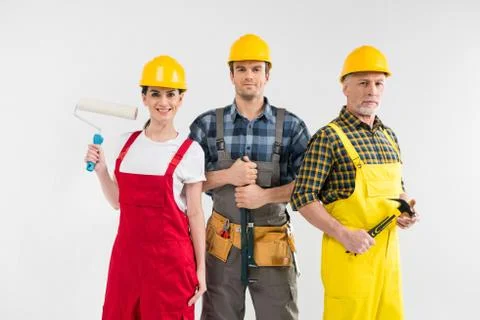 Professional construction workers Stock Photos