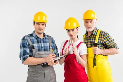 Professional construction workers Stock Photos