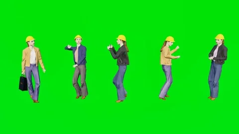 Professional construction workers standing and actively communicating isolated Stock Footage 329597507
