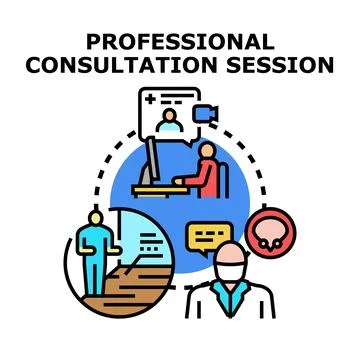 Professional consultation session providing remote medical advice Stock Illustration