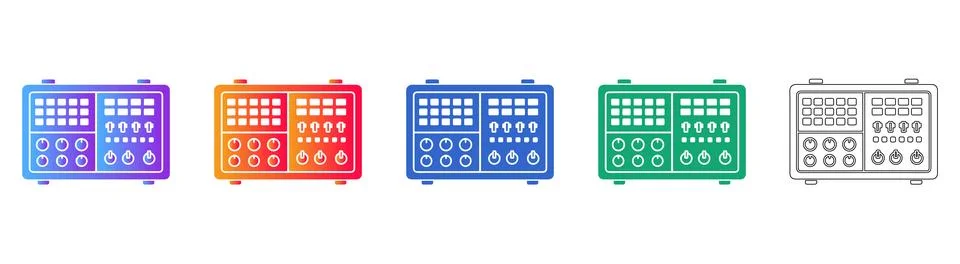 Professional Control Console Interface Icons Illustrazione stock