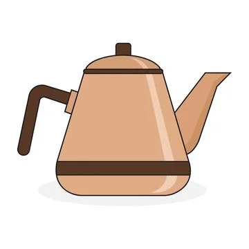 Professional copper kettle vector illustration: premium retro kitchenware i.. Stock Illustration