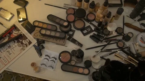 Professional cosmetics on the table Stock Footage 72574526