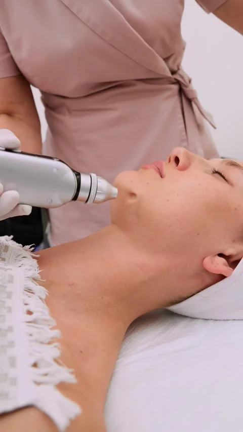 Professional cosmetologist performing a stimulating hardware cosmetology Stock-Footage 337706853