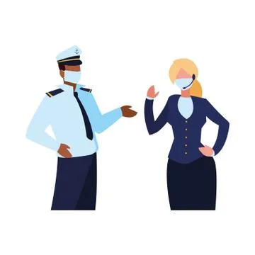Professional couple wearing face mask Illustration