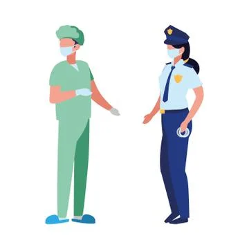Professional couple wearing face mask Illustration