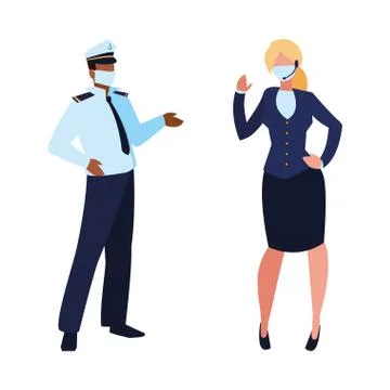 Professional couple wearing face mask 库存插图