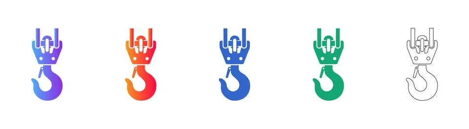 Professional Crane Hook Vector Icons Illustrazione stock