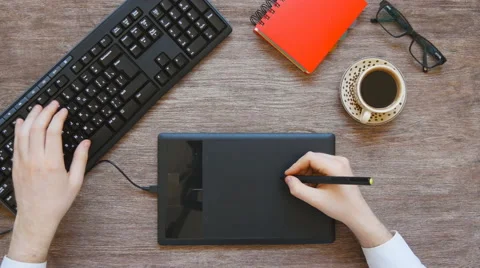 Professional creative graphic designer desk Video stock 60796089