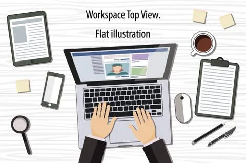 Professional creative graphic designer working at office desk, he is design.. Stock Illustration