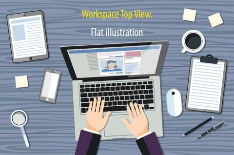 Professional creative graphic designer working at office desk, he is design.. Stock Illustration