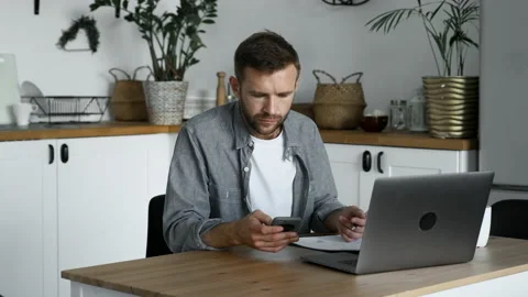 Professional Creative Man Sitting at His Desk in Home Office Studio Video stock 157053234