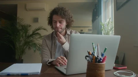 Professional Creative Man Sitting at His Desk in Home Office Studio Working on a Stock Footage 192027805