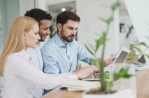 Professional creative team is discussing a project Stock Photos