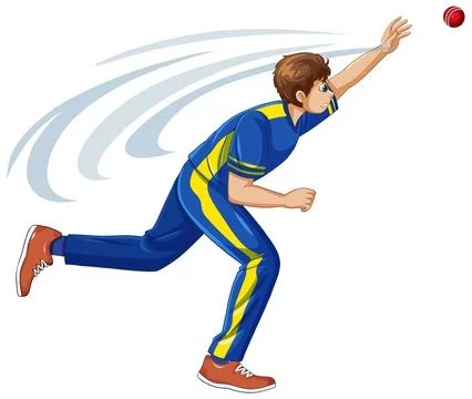 Professional Cricket Player Reaching to Catch a Red Ball Stock Illustration