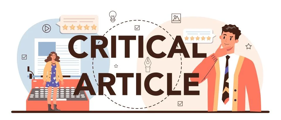Professional critic typographic header. Journalist making review Stock Illustration