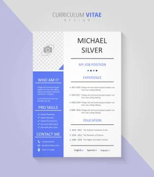 Professional Curriculum Vitae document design Stock Illustration