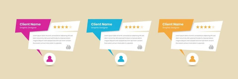 Professional customer feedback and client testimonial template design with .. Illustrazione stock