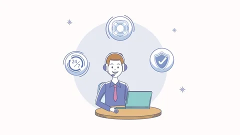 Professional customer service representative working on computer with suppo.. Stock Footage 339080854