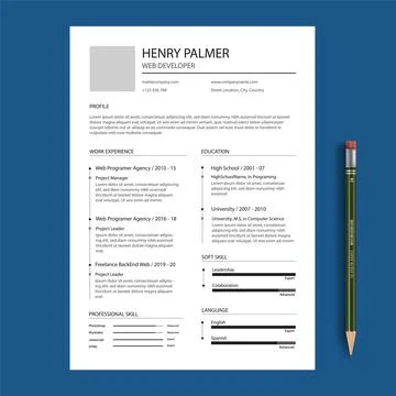 Professional CV resume template design vector minimalist. Clean Modern Resume Stock Illustration