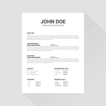 Professional CV resume template design for a creative person Stock Illustration