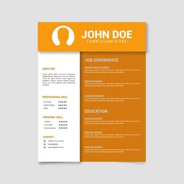 Professional CV resume template design for a creative person Stock Illustration