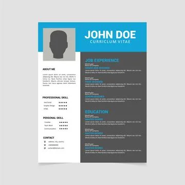 Professional CV resume template design for a creative person Stock Illustration