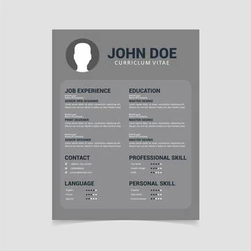 Professional CV resume template design for a creative person Stock Illustration