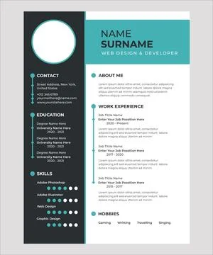Professional cv resume template Stock Illustration